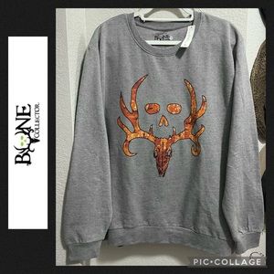 NEW BONE COLLECTOR LOGO HUNTER NOVELTY CAMO DEER SKULL FLEECE SWEATSHIRT